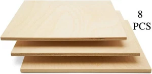 Baltic Birch Plywood 6 mm 1/4 12 x 12 Inch, B/BB Grade Sheets Woodpeckers 8 Pcs - Picture 1 of 6