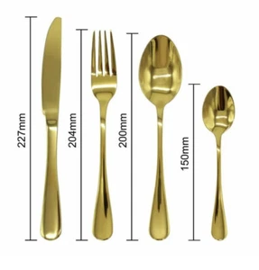 GOLD CUTLERY DINNER SET STAINLESS STEEL METAL BOXED Mirror FORKS, Spoon , pieces - Picture 1 of 23