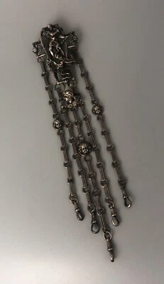 Chatelaine victoriana posiblemente francesa chapada en plata c1890 ALZX Foto 1 de 3