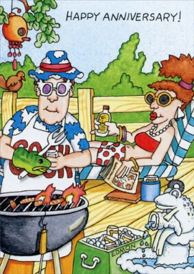 Flames Of Passion Funny Anniversary Card - Greeting Card by Oatmeal Studios