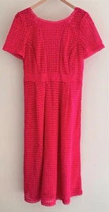 Boden Dress Broiderie Anglaise Size UK 12 R US 8R Pink Midi Cotton Julieta Lace - Picture 1 of 5
