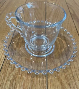 Vintage Imperial Candlewick Clear Glass Cup and Saucer Set - Picture 1 of 7