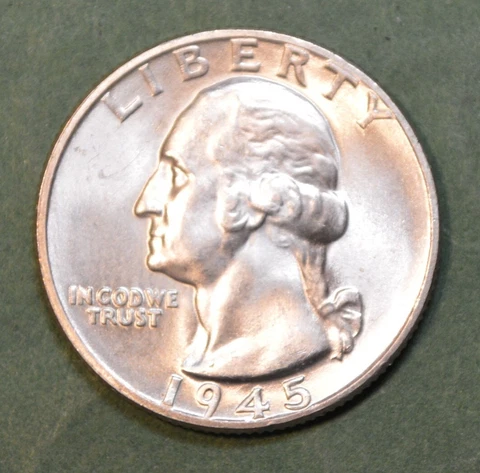 * 1945 P * SUPERB GEM BU MS WASHINGTON QUARTER * FRESH FROM ORIGINAL estate * Cover