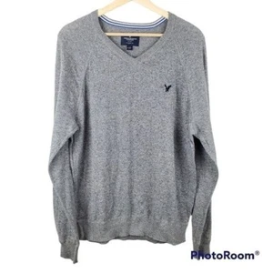 American Eagle Medium grauer Pullover V-Ausschnitt klassische Passform neu mit Etikett - Bild 1 von 9
