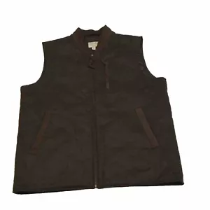 Cabela's Vest Men’s Tall Large Dark Brown Quilted Full Zip Leather Trim Outdoor - Picture 1 of 14