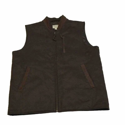 Cabela’s Mens’s Leather Trim Quilted Vest Tall Large Old Money Brown Full Zip - Image 1 of 4