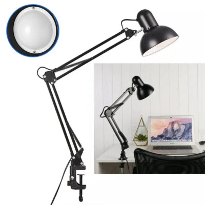 Metal Desk Lamp Adjustable Swing Arm Interchangeable Base & Clamp Reading Light - Image 1 of 4
