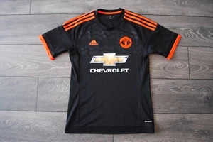 MEN'S SMALL MANCHESTER UNITED THIRD FOOTBALL SHIRT 2015/16 JERSEY BLACK ORIGINAL - Picture 1 of 7