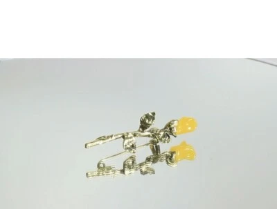 Baltic Natural Amber Rose Brooch Pin Light yellow color - Image 1 of 4