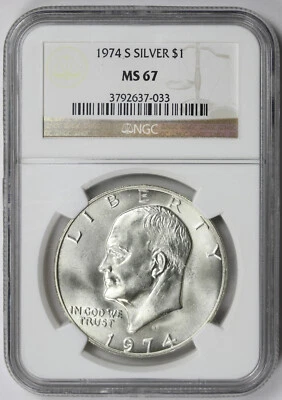 1974-S Eisenhower Ike Dollar Silver Clad $1 MS 67 NGC - Image 1 of 4