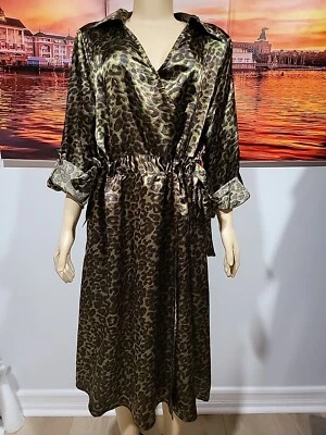 Bob Mackie Boutique, XL Green Animal Print Dress, Side Adjustable Straps #C - Image 1 of 4