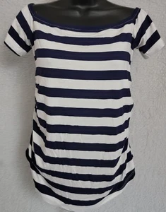 Isabel Maternity Womens Shirt Top Blouse Size M Medium Blue White Striped NEW - Picture 1 of 24