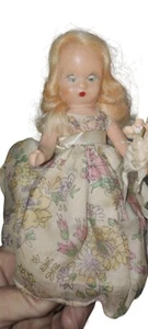 Sleepy Eyed Doll 6" Vintage Flowered Dress Blonde Hair - Picture 1 of 7