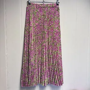 & Other Stories Pleated Skirt Size Small Pink Floral Midi Summer Holiday - Picture 1 of 12