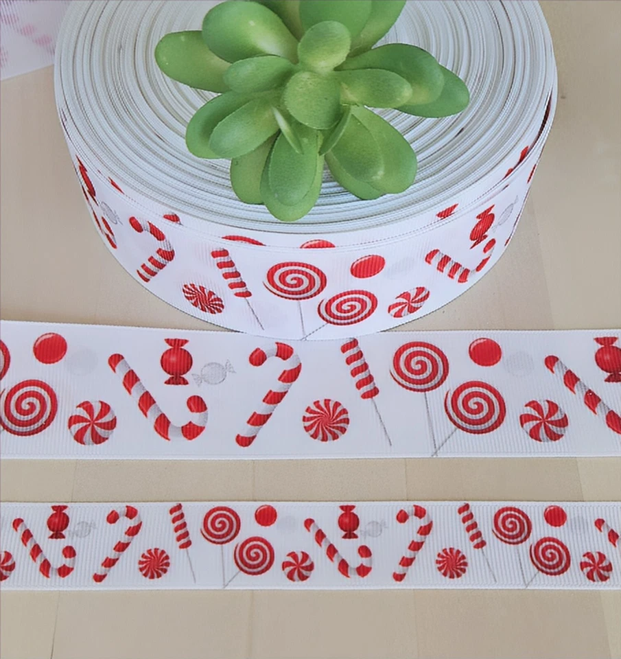 Caramelo de Navidad de 5/8, 7/8 y 1,5” (1 yarda) caña de caramelo cinta de grosgrain menta Foto 1 de 1