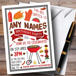 Bbq Grill Cookout Childrens Birthday Party Invitations - Picture 1 of 1
