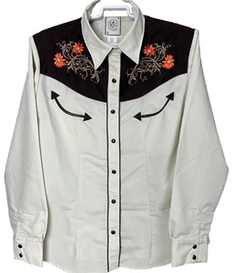 NWT Y2K Espuela De Oro Western Shirt L 40 Onyx Snaps Rockabilly Grunge Embroider - Picture 1 of 12