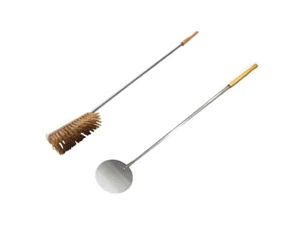 SET SCHAUFELN SET PIZZASCHAUFEL HOLZOFEN 2-TEILIG RUND 18 CM KLEINE PIZZABÜRSTE - Bild 1 von 2