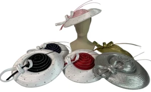 Women's Easter Mothers Day  weddings Kentucky Derby Satin Ribbon Hat Fascinator - Picture 1 of 7