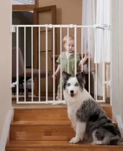 Babeli 2 In 1 Baby Gate 26-43" No Bottom Bar for Babies, Elders and Pets White - Picture 1 of 4