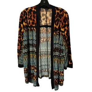 Rafaella Jacket Size L Brown Multi Open Front Women Jacket - Picture 1 of 12