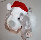 Fiesta Boże Narodzenie Pies Święty Mikołaj Kapelusz Szare uszy Białe Pluszowe 8,5" Miękka zabawka X05366 NOWA