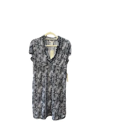 Vestido para mujer Vertigo Paris negro blanco estampado laberinto cuello volantes - L Foto 1 de 3