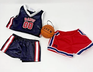 Build A Bear Kleidung Basketball Uniform rot schwarz Top 2 Paar Shorts Ball - Bild 1 von 10