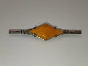 Art Deco Brosche Bernstein ++ Silber ++ Orange / Butterscotch ++ - Bild 1 von 4