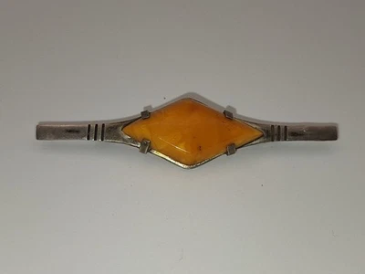 Art Deco Brosche Bernstein ++ Silber ++ Orange / Butterscotch ++ - Bild 1 von 4
