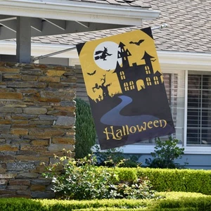 Northlight Spooky House Halloween Outdoor Garten Flagge Fledermäuse eine Hexe 20" x 48" - Bild 1 von 7