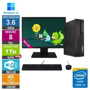 PC Lenovo M720s i3-8100 3.60GHz 8Go/1To SSD Wifi W11 + Ecran 24 - Photo 1/1