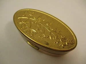Vintage Max Factor Gold Tone Lipstick Case Mirrored Makeup Leaf Pattern - Picture 1 of 6