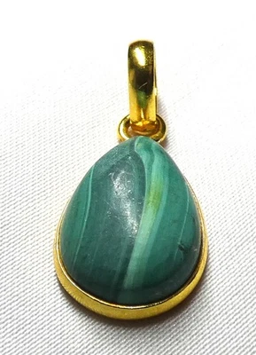 💚 Anhänger Malachit – Cabochon Tropfen 925/- Silber vergoldet UNIKAT NEU  💚 - Bild 1 von 4