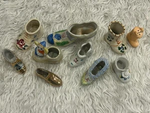 10 Vintage Mini Keramik Schuh Sammlung Made in Japan Heels Floral, Stiefel, Person - Bild 1 von 14
