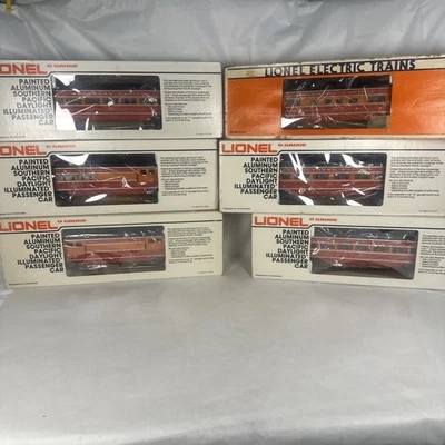LIONEL6-9589 /90 /91 /92/93+7211 SO. PACIFIC DAYLIGHT-6 Alum. Pass. Car Set - Image 1 of 4