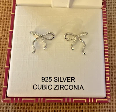Pendientes de plata de ley 925 con arco de circonita cúbica Rachel Zoe nuevos en caja Foto 1 de 2