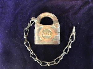 Vintage Klingelanlage Yale & Towne komplett Messing Vorhängeschloss und Kette OHNE SCHLÜSSEL - Bild 1 von 8