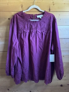 Top con ojales de ciruela Nuture By Westbound - Talla 3X - Nuevo con etiquetas - Imagen 1 de 5