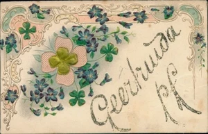 Präge Material Glitzer Ak Blumen, Glücksklee - 4867989 - Picture 1 of 2