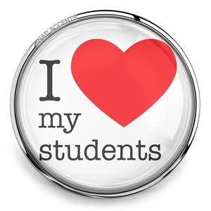 I Heart Students Snap Jewelry Ginger Charm 18MM Teacher Love School Snap Button - Picture 1 of 10