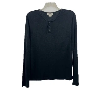 Zara Men Addition AW24 Schwarz Hanfmischung Henley Größe Medium Langarm Neu ohne Etikett - Bild 1 von 10