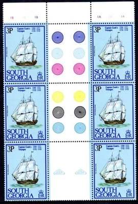 南乔治亚队长 Cook Gutter 6 块 Scott Catalog #52-55。 M.N.H. — 第 1/4 张图片