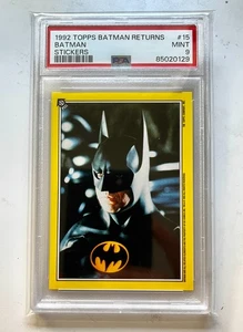 1992 Topps Batman Returns Stickers #15 BATMAN PSA 9 MINT Pop 1 No 10s HTF Keaton - Picture 1 of 2