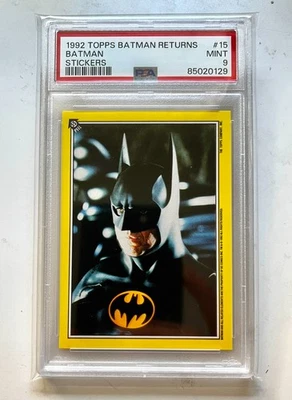 1992 Topps Batman Returns Stickers #15 BATMAN PSA 9 MINT Pop 1 No 10s HTF Keaton - Image 1 of 2
