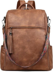 FADEON Laptop Backpack Purse for Women Large Designer PU Leather Laptop Bag - Picture 1 of 8