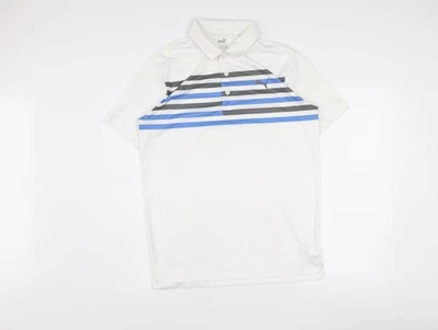 Polo de golf Puma a rayas blancas para hombre talla S calce regular Foto 1 de 4