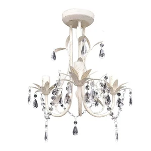 Kristall Pendelleuchte Decken Lampe Kronleuchter elegant weiß - Bild 1 von 4
