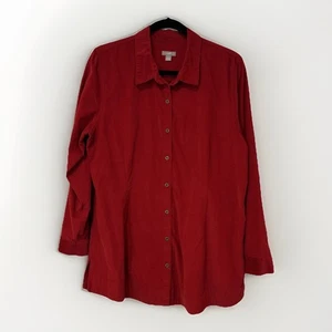 J Jill Mujer Top Rojo L Pana Túnica Manga Larga Fino Ballena Relajado Informal - Imagen 1 de 7