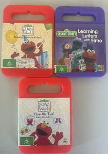 Plaza Sésamo ~ DVD's x 3 ~ Elmo's World & Learning Letters with Elmo PAL Reg 4 - Imagen 1 de 10
